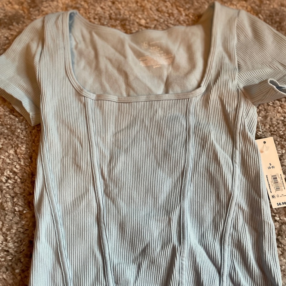 Light Blue Ribbed Women's Top